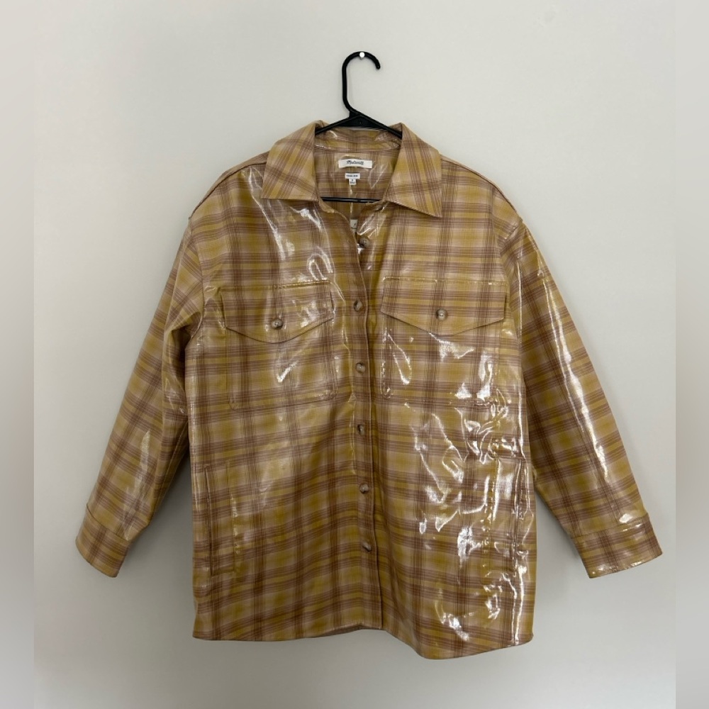 Madewell Plaid Laminated Shirt Jacket NWT